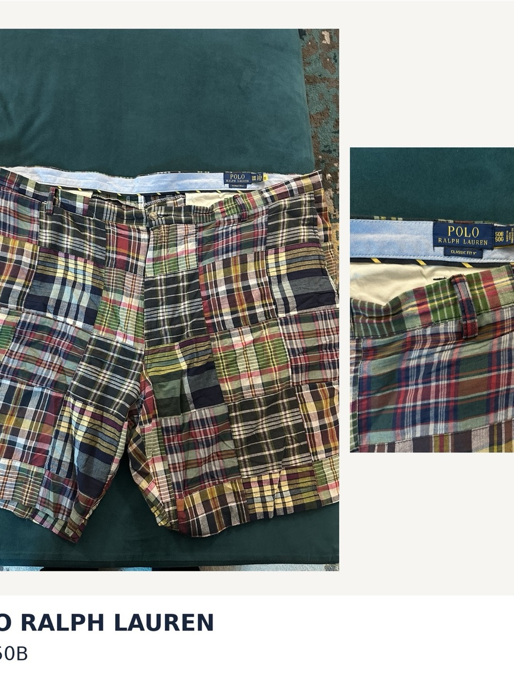 Polo Ralph Lauren Classic Fit Men's Plaid Shorts Size 50B Like New